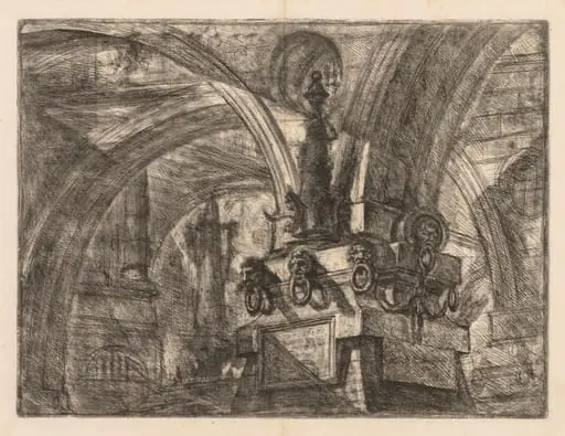 The Prisons: Round Arches Springing from a Square Column, by Giovanni Battista Piranesi
