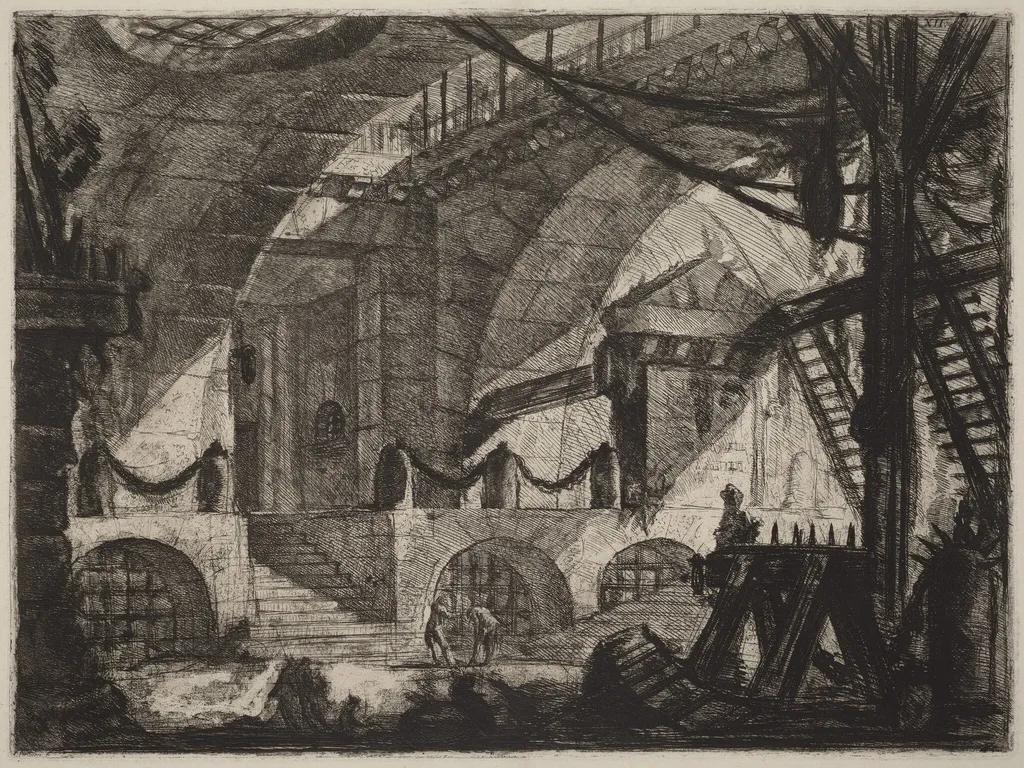 The Sawhorse, by Giovanni Battista Piranesi, ink