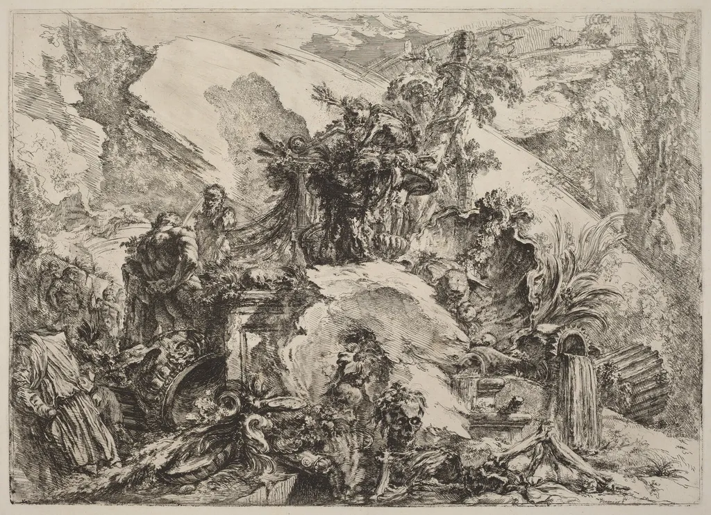 The Skeletons, by Giovanni Battista Piranesi, ink, 1754