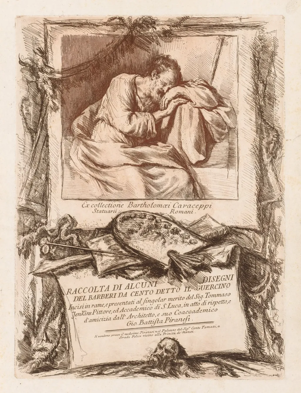 Title Page of Raccolta di alcuni disegni del Barberi da Cento detto il Guercino, by Giovanni Battista Piranesi, 1764