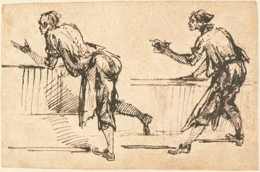 Two Workmen at Tables (recto), by Giovanni Battista Piranesi