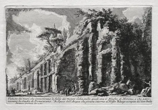 Veduta dei muri che investivano le falde del Monte Celio, by Giovanni Battista Piranesi