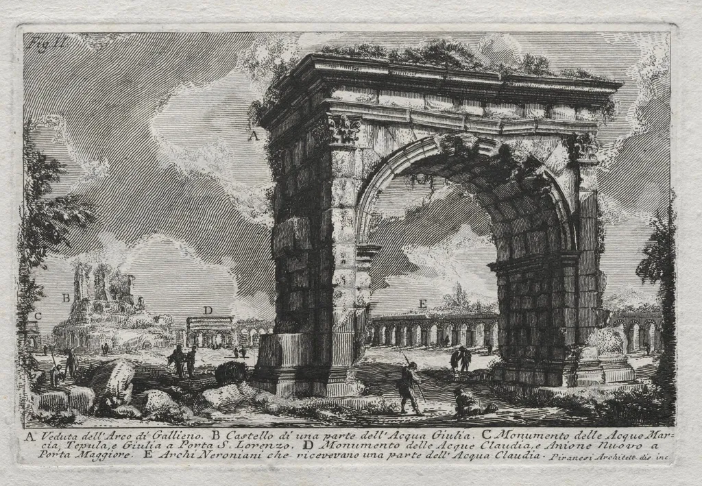 Veduta dell'Arco di Gallieno, by Giovanni Battista Piranesi, 1756