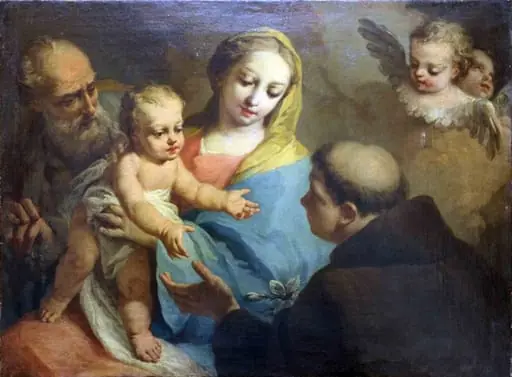 Sfânta Familie cu Sfântul Anton de Padova, by Giovanni Battista Pittoni