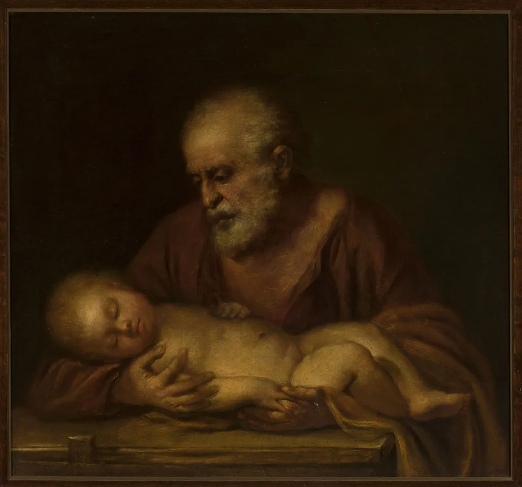 St. Joseph with Child Jesus, by Giovanni Battista Salvi da Sassoferrato, oil, 1657