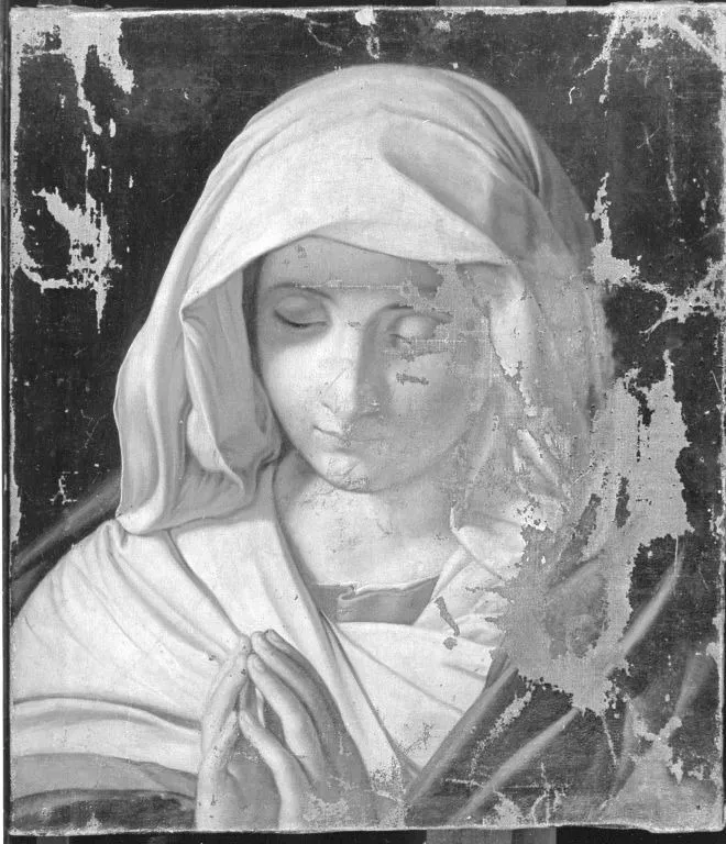 Virgin Mary praying, by Giovanni Battista Salvi da Sassoferrato, oil, 1647