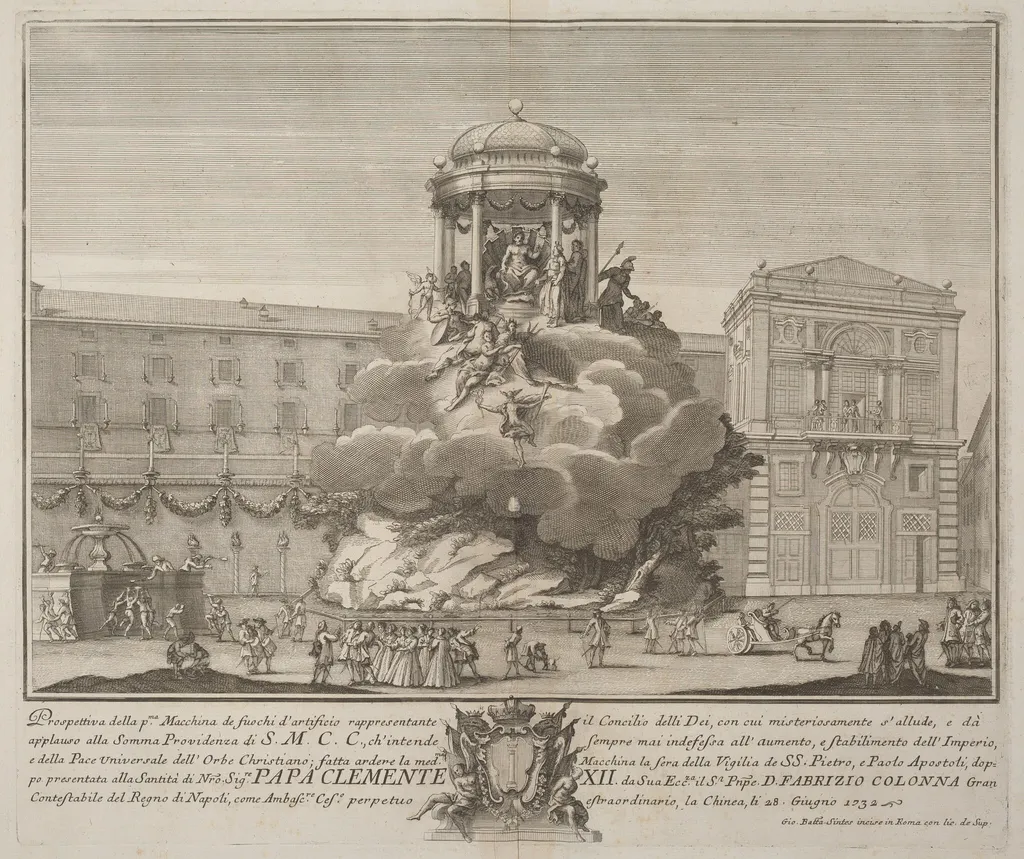 The Prima Macchina for the Chinea of 1732: The Council of the Gods, by Giovanni Battista Sintes, ink, 1732