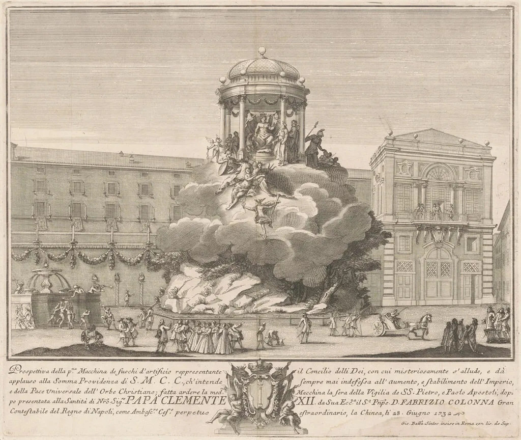 The Prima Macchina for the Chinea of 1732: The Council of the Gods, by Giovanni Battista Sintes, ink, 1732