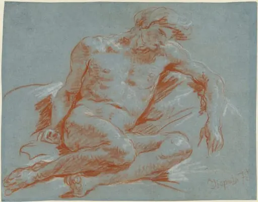 A Seated Male Nude, by Giovanni Battista Tiepolo