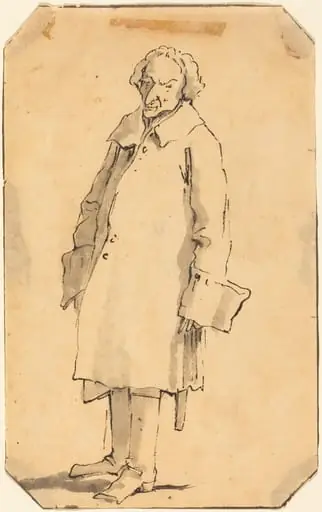 A Standing Man Wearing a Great Coat and Boots, by Giovanni Battista Tiepolo