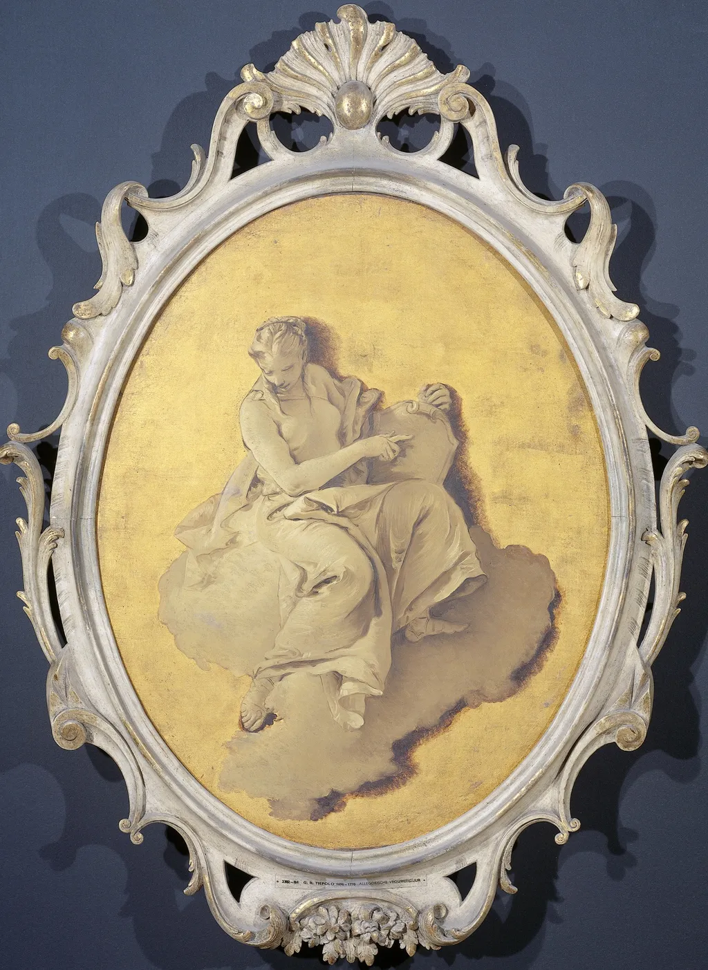 Allegorical Figure of a Woman with a Shield or a Mirror (Prudence?), by Giovanni Battista Tiepolo, oil, 1750