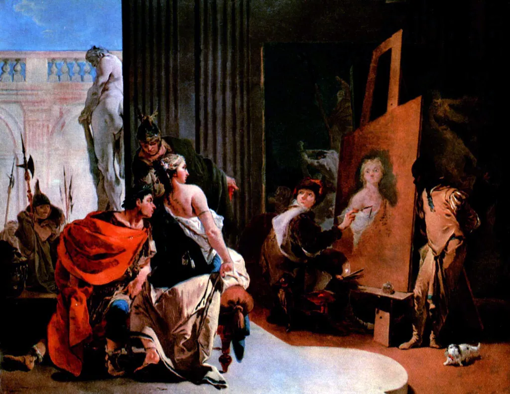 Apelles Painting Campaspe, by Giovanni Battista Tiepolo, oil, 1725