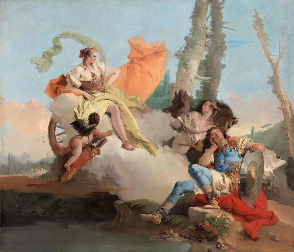 Armida Encounters the Sleeping Rinaldo, by Giovanni Battista Tiepolo, oil, 1742