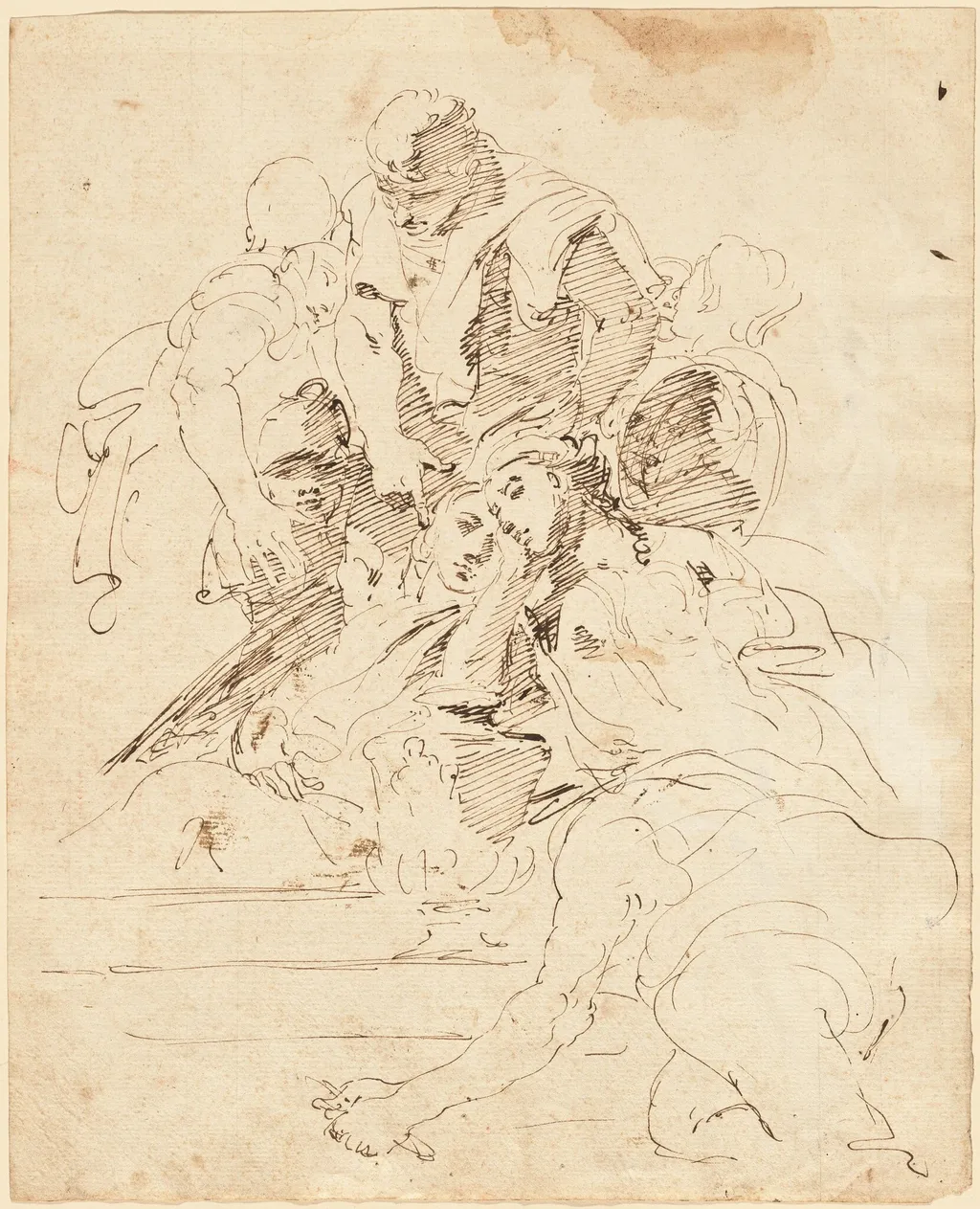 Classical Figures Gathered around an Urn, by Giovanni Battista Tiepolo, ink, 1726