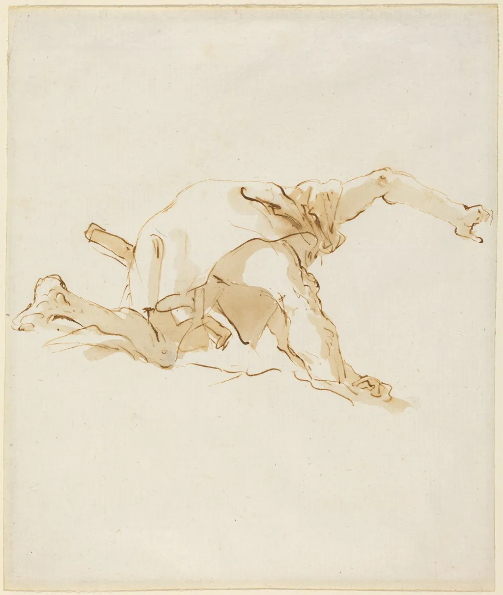 Figure on a Cloud, by Giovanni Battista Tiepolo, ink, 1755