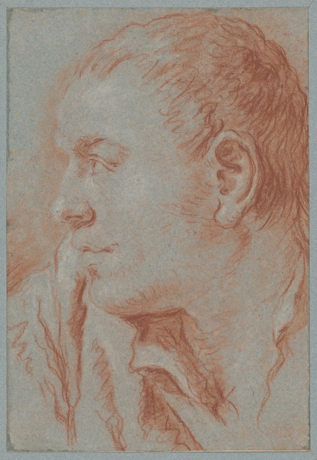 Head of a Young Man in Profile, by Giovanni Battista Tiepolo, chalk, 1733