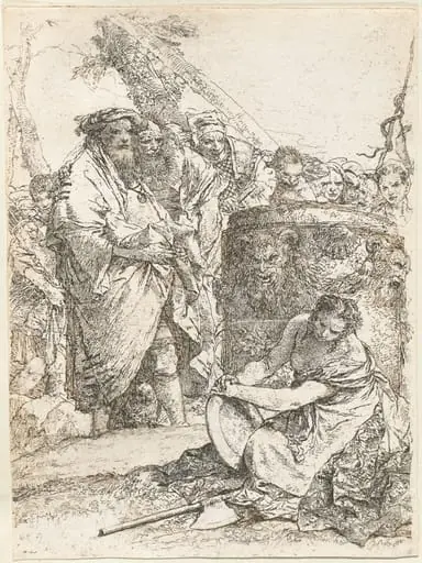 Magician and Other Figures before a Burning Altar with Skull and Bones, by Giovanni Battista Tiepolo