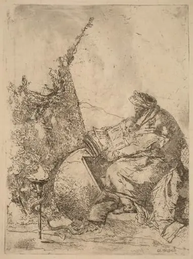 Philosopher Seated, with Globe, Book, and Compass, by Giovanni Battista Tiepolo