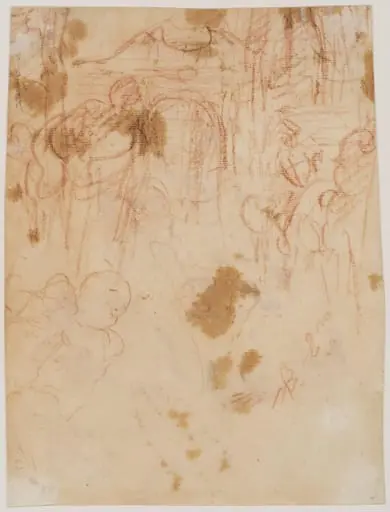 Recto: Rinaldo and Armida; verso: Study for a gateway, by Giovanni Battista Tiepolo