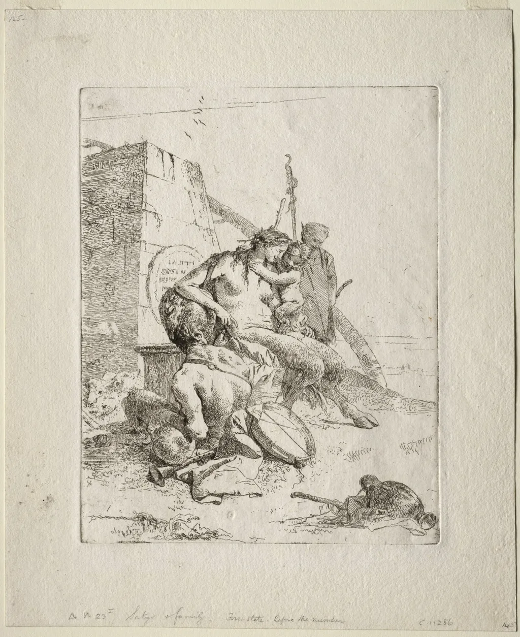 Scherzi di Fantasia: Satyr Family with the Obelisk, by Giovanni Battista Tiepolo, 1755