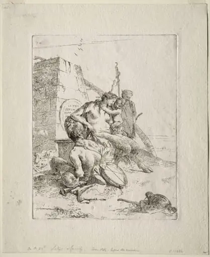 Scherzi di Fantasia: Satyr Family with the Obelisk, by Giovanni Battista Tiepolo