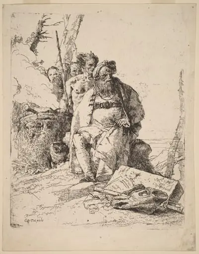 Seated Magician with Other Figures beside an Altar, by Giovanni Battista Tiepolo