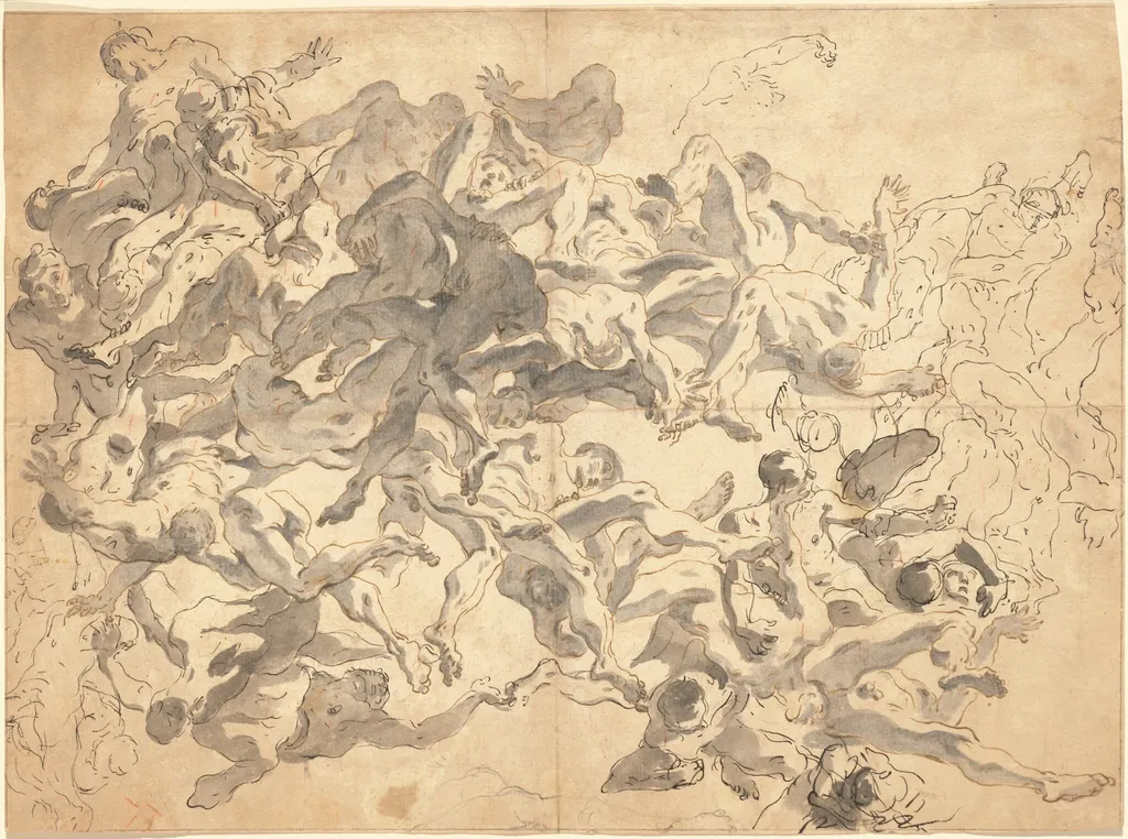 The Fall of the Rebel Angels, by Giovanni Battista Tiepolo, chalk, 1714