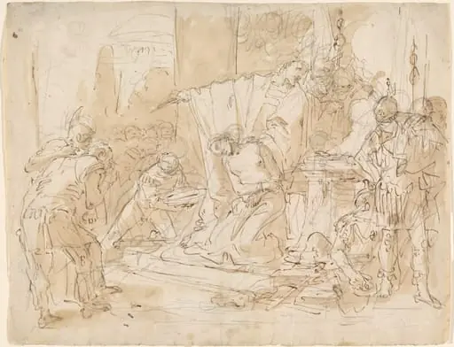 The Sacrifice of Iphigenia (recto) / Study of a Male Nude (verso), by Giovanni Battista Tiepolo