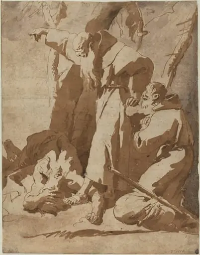 Two Monks with a Prostrate Man, by Giovanni Battista Tiepolo
