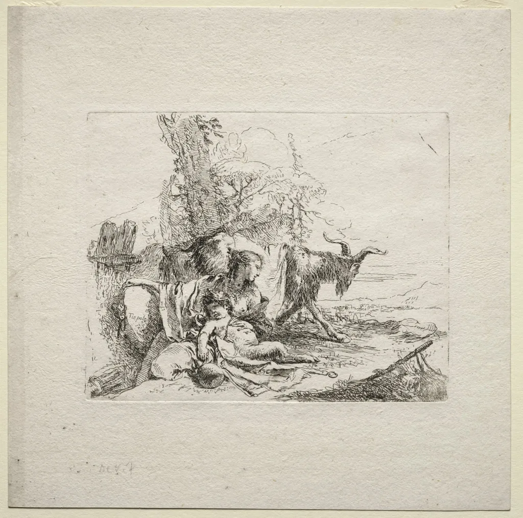 Various Caprices: The Woman with Tambourine, by Giovanni Battista Tiepolo, 1742
