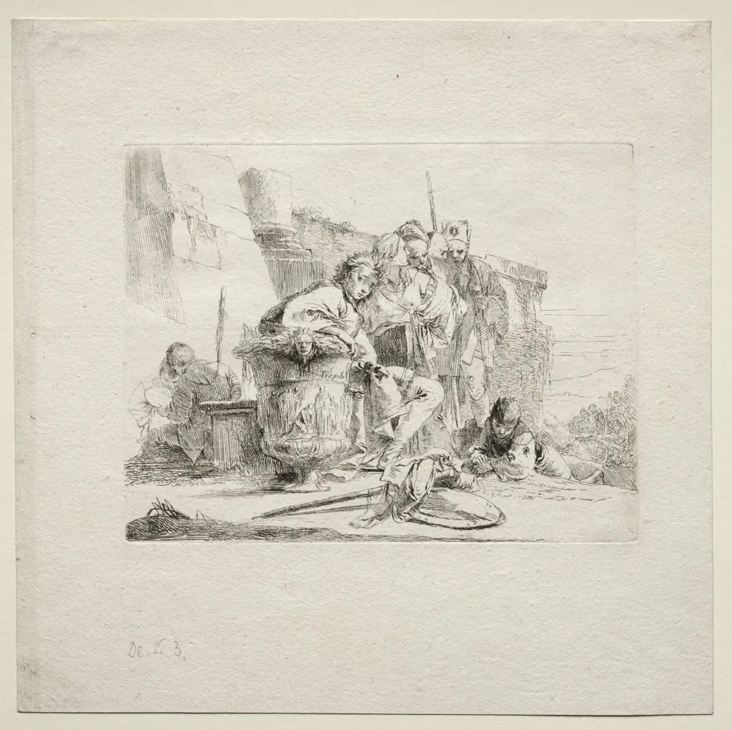 Various Caprices: The Young Man Seated, Leaning Against an Urn, by Giovanni Battista Tiepolo, 1742
