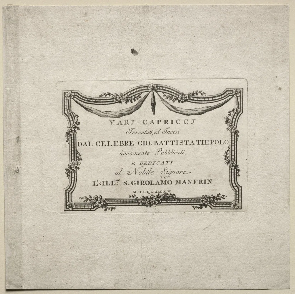 Various Caprices: Title Page, by Giovanni Battista Tiepolo