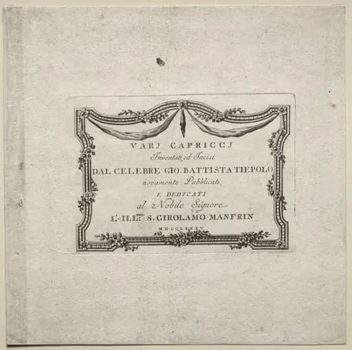 Various Caprices: Title Page, by Giovanni Battista Tiepolo