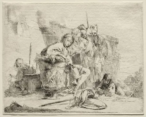 Various Caprices: Young Man Seated, Leaning Against an Urn, by Giovanni Battista Tiepolo