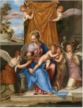 The Virgin and Child with Saint John the Baptist and Angels, by Giovanni Battista Zelotti, oil, 1562