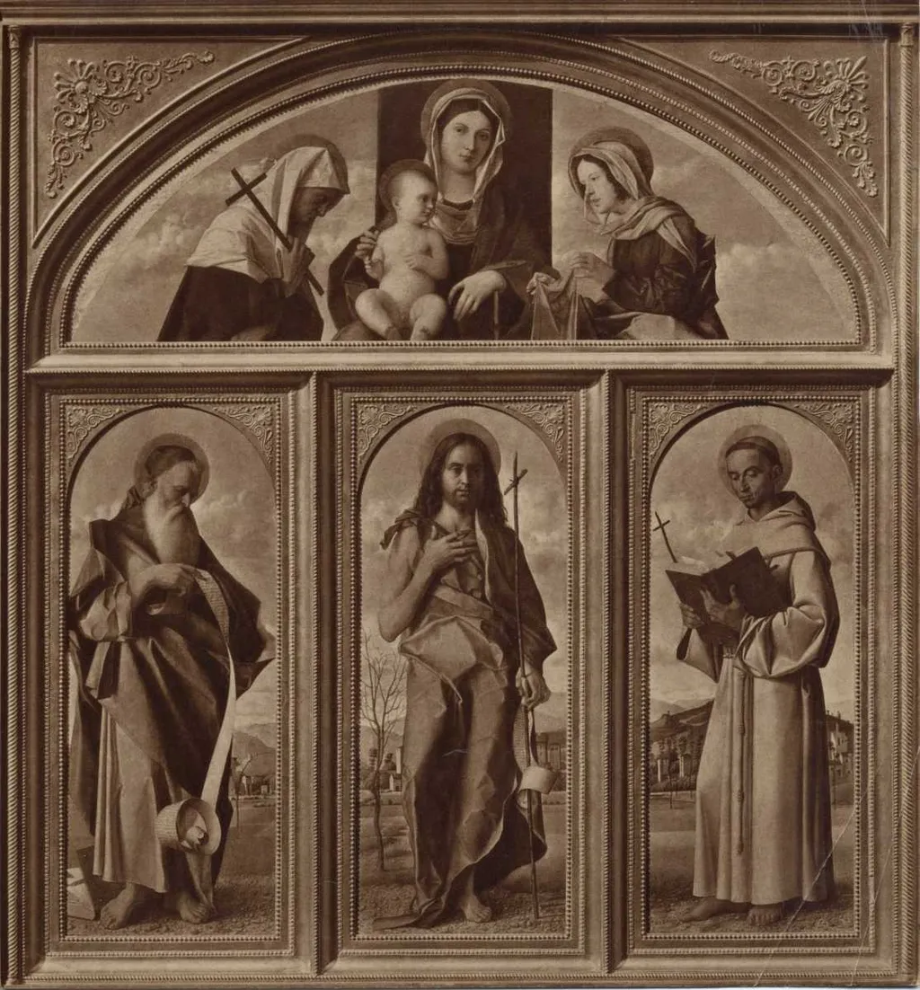 Altartafel mit drei Heiligen, by Giovanni Bellini, paint, 1496
