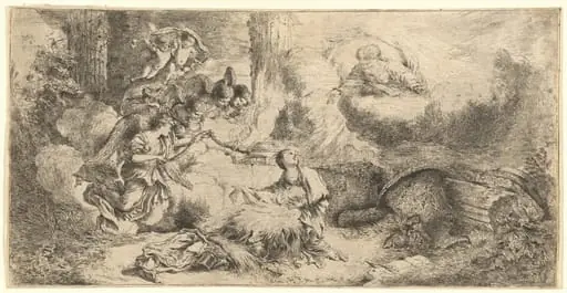 God the Father and Angels Adoring the Christ Child, by Giovanni Benedetto Castiglione