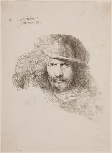 Head of a Young Man in a Feathered Hat (so-called Self-Portrait), by Giovanni Benedetto Castiglione