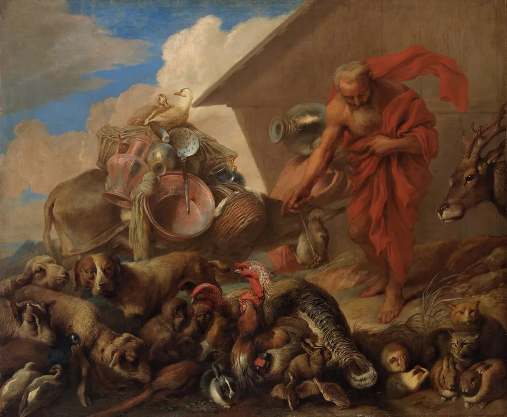 Noah mit den Tieren vor der Arche, by Giovanni Benedetto Castiglione, unspecified, 1650