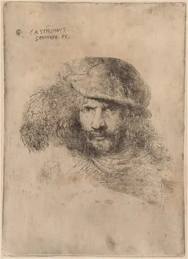 Self-Portrait(?), Wearing a Plumed Cap ["Portrait of Bernini"], by Giovanni Benedetto Castiglione