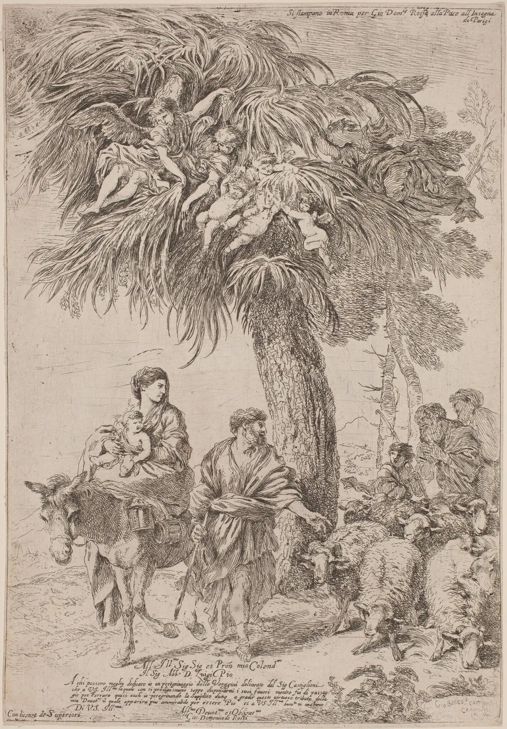 The Flight into Egypt, by Giovanni Benedetto Castiglione, ink, 1642