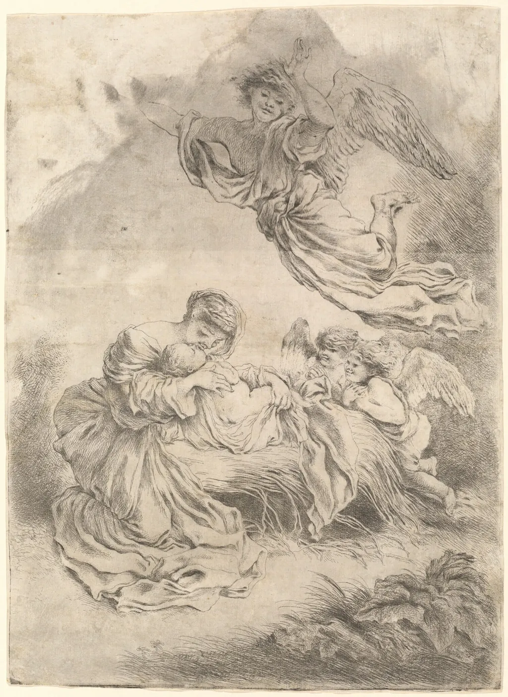 The Madonna and Child, by Giovanni Benedetto Castiglione, ink, 1655
