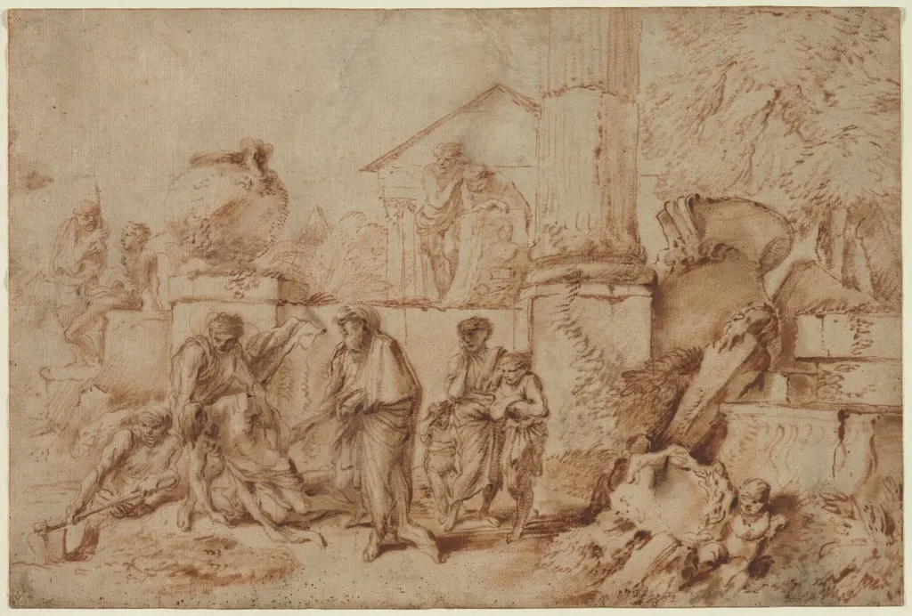 Tobit Burying the Dead, by Giovanni Benedetto Castiglione, 1644
