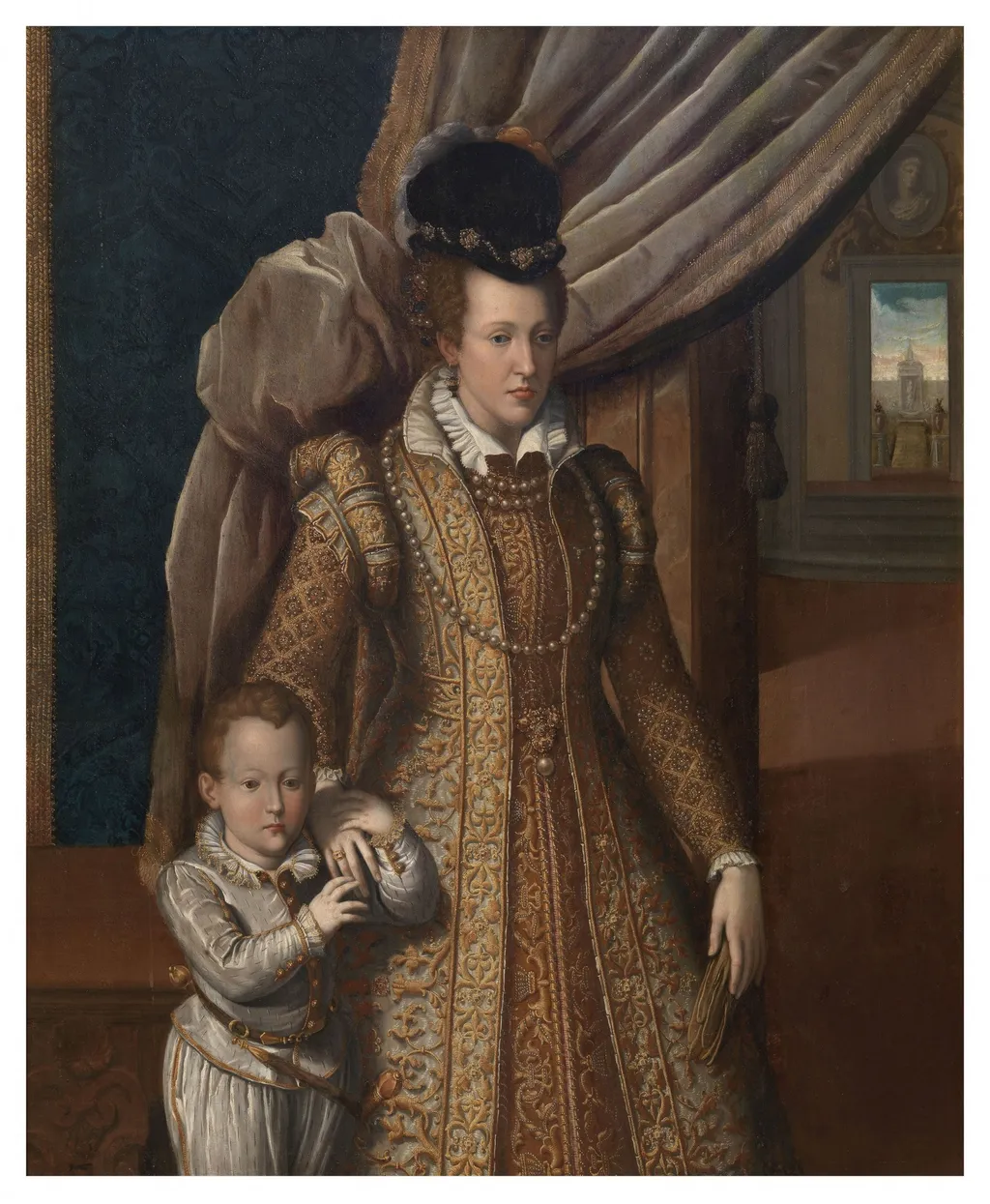 Portrait of Joanna of Austria with her son Philip, by Giovanni Bizzelli, oil, 1594