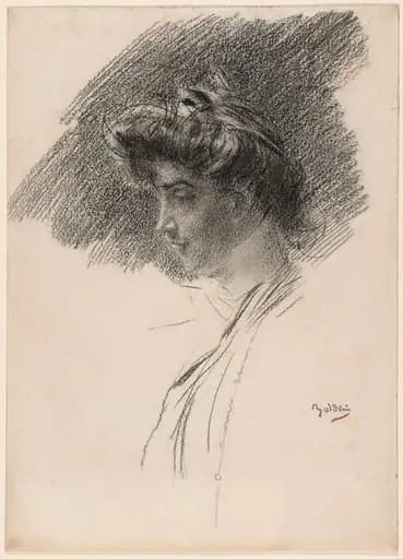 Bust of a Young Woman in Profile, by Giovanni Boldini