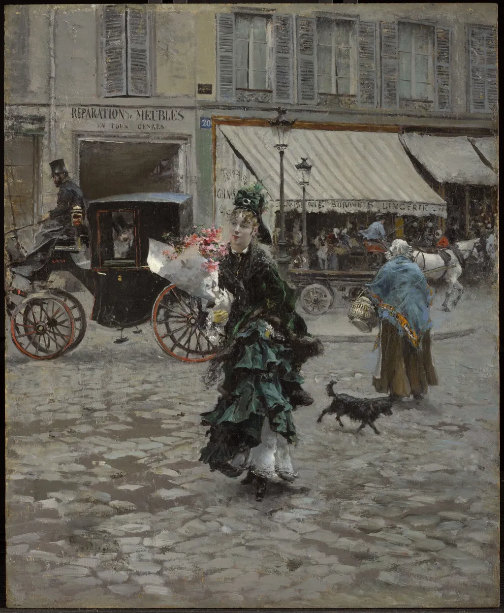 Crossing the Street, by Giovanni Boldini, oil, 1873