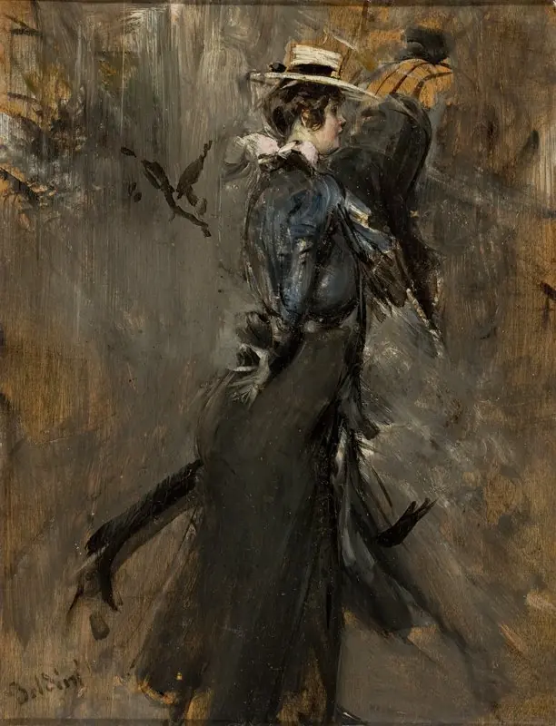 Lady Wearing a Straw Bonnet (Morning Promenade), by Giovanni Boldini