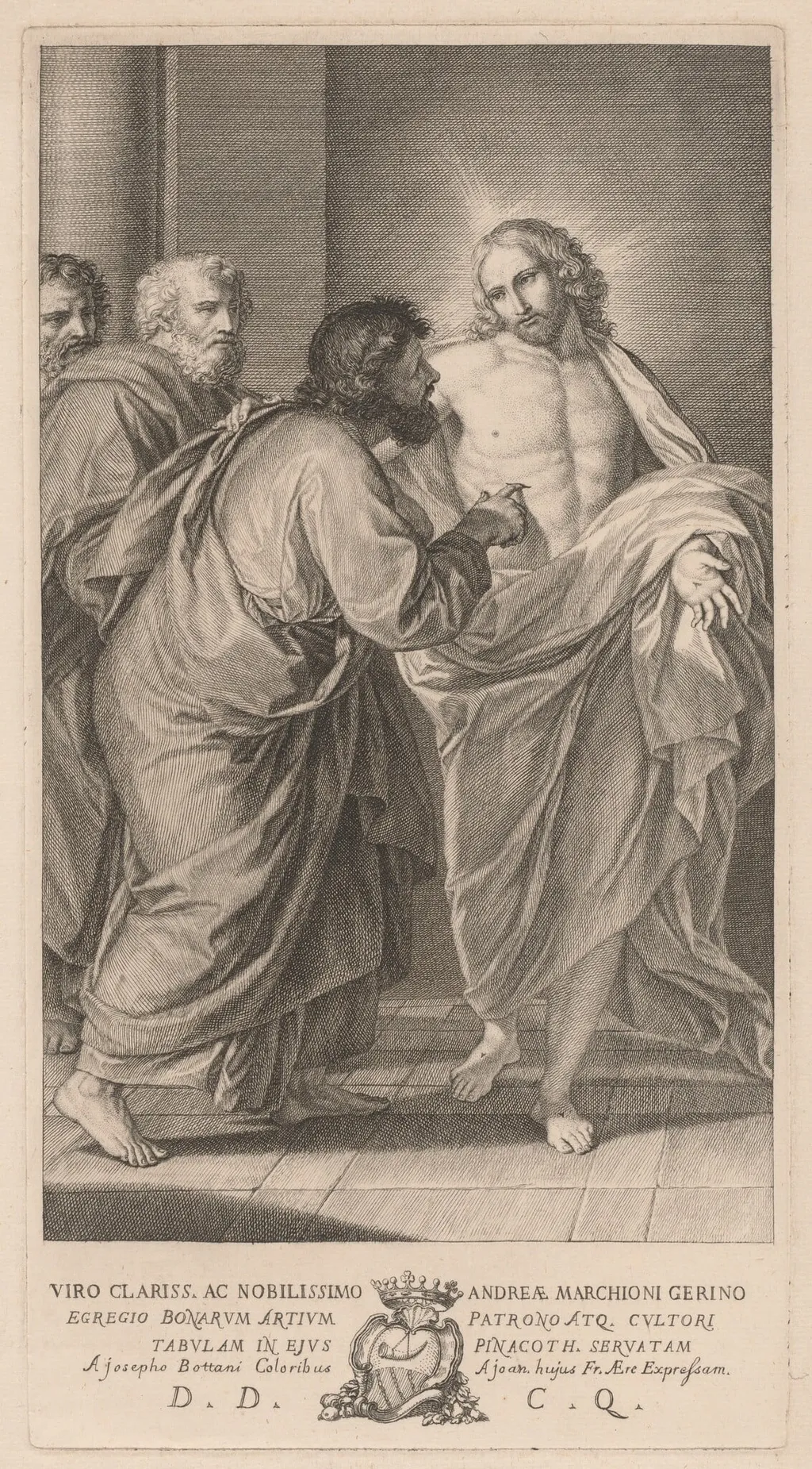 The Incredulity of Saint Thomas, by Giovanni Bottani, ink, 1701