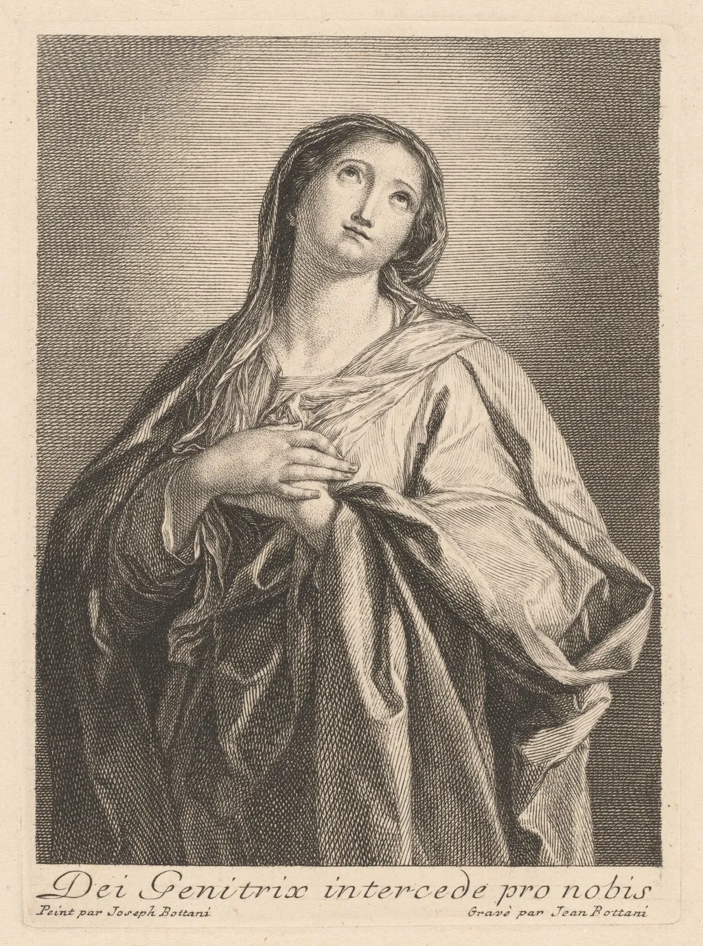 The Virgin, by Giovanni Bottani, ink, 1701