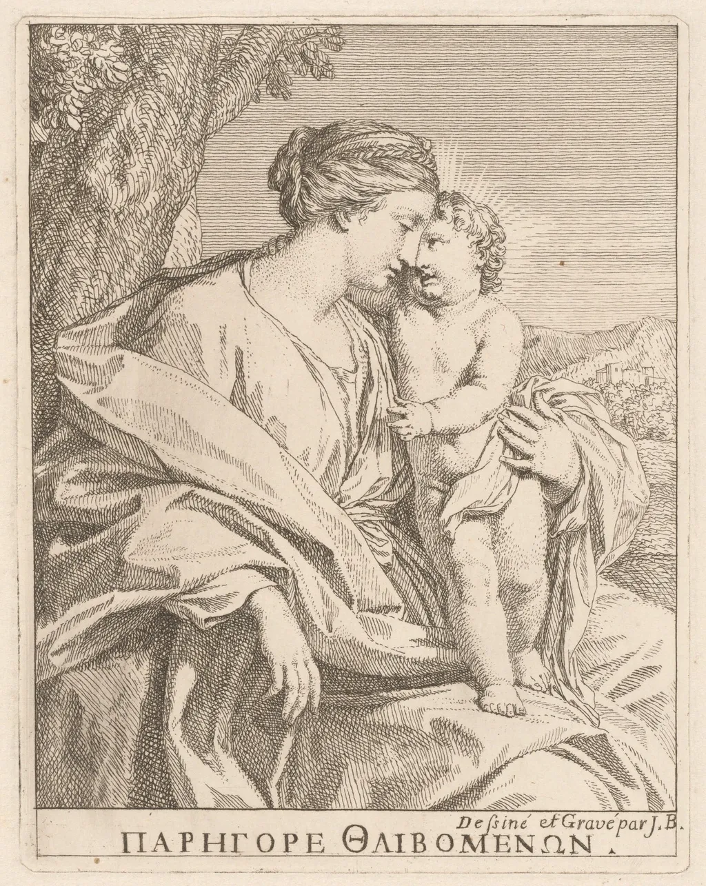 The Virgin and Child, by Giovanni Bottani, ink, 1701